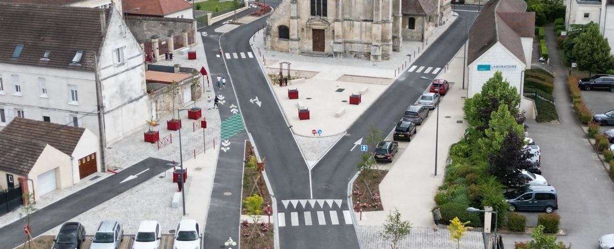 Photo aérienne des travaux de l'avenue du Général de Gaulle à Liancourt © CCLVD