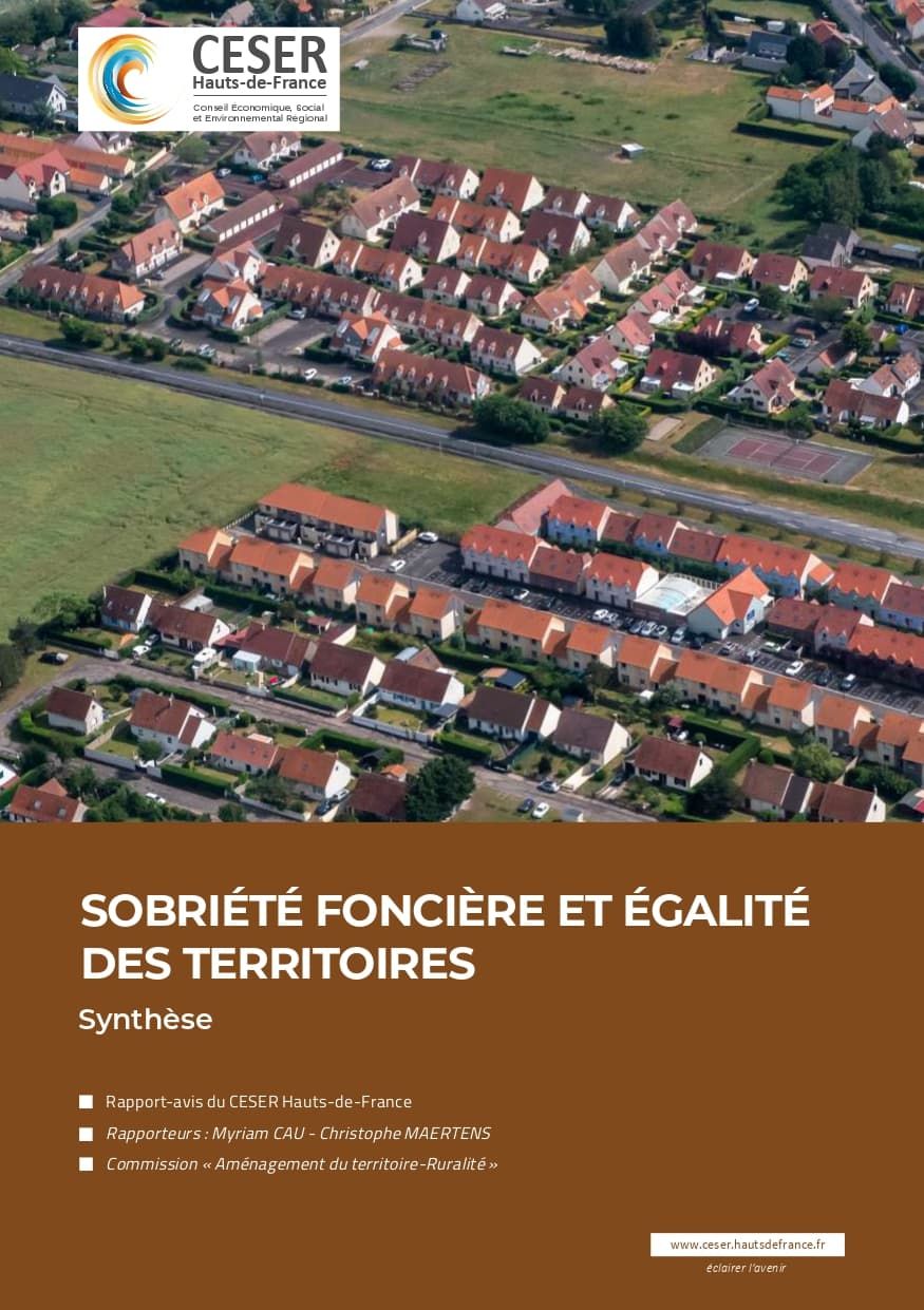 Rapport CESER Hauts-de-France Sobriété foncière. Synthèse. Couverture